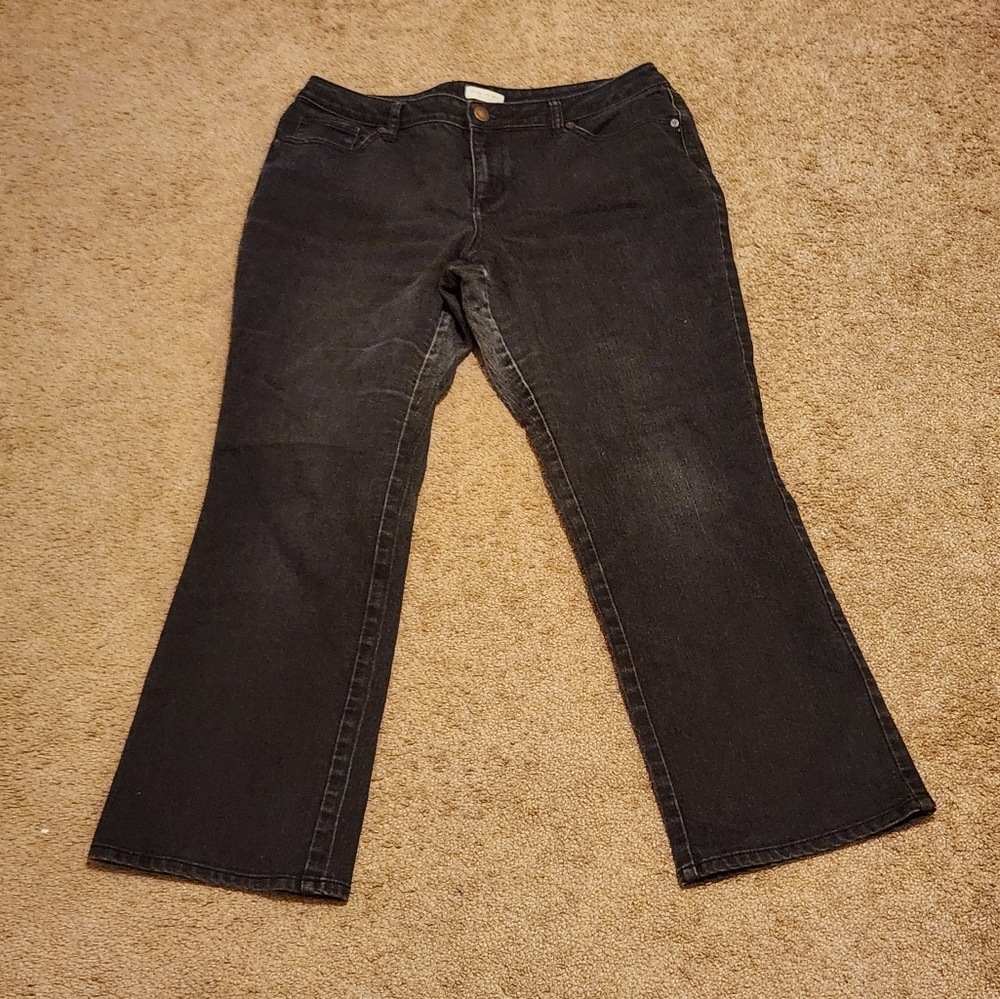 Coldwater Creek women Size P14 28 Length black straight leg jeans